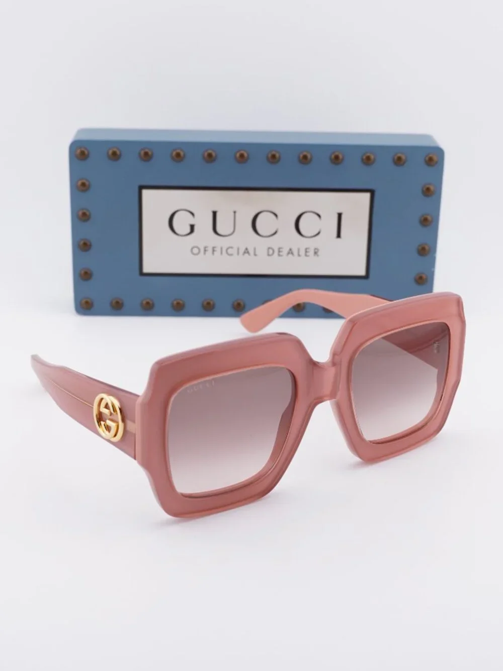 Gucci GG0178S 007 Women Square Sunglasses - Pink / Brown
